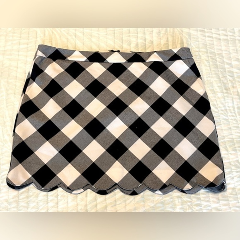 Navy and White Plaid Scalloped Skirt 16